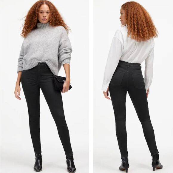 Madewell 10" High-Rise Skinny Jeans Black Denim Clean Hem - Size 27 - Picture 1 of 6